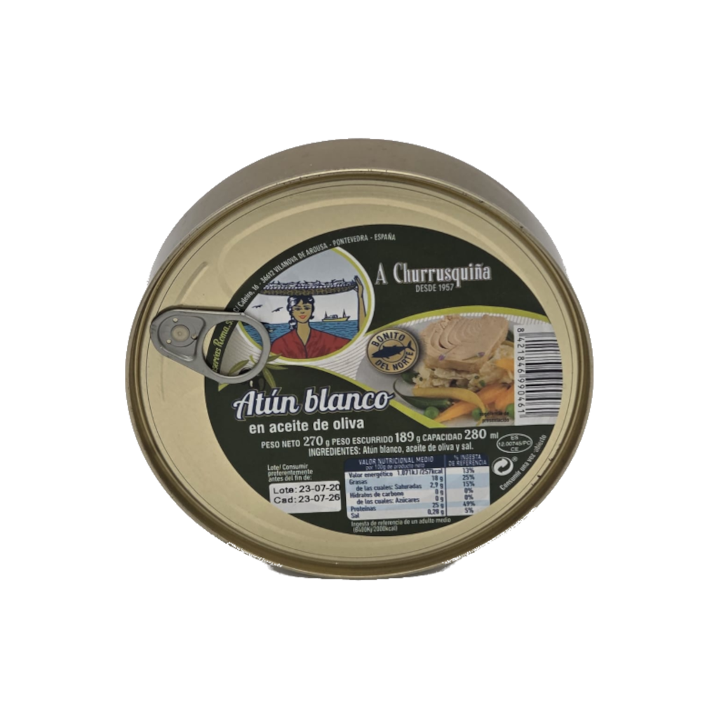 ATUN BLANCO EN OLIVA LATA REDONDA A CHURRUSQUIÑA