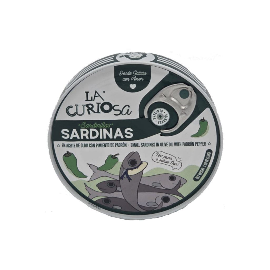 Sardinillas en aceite de oliva con pimiento de Padrón de La Curiosa