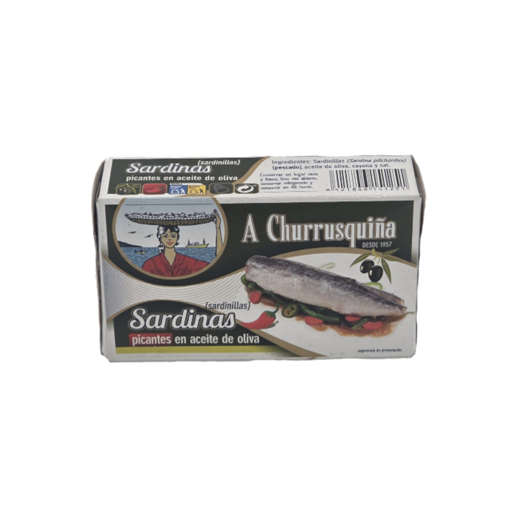 SARDINAS PICANTES EN OLIVA CAJA A CHURRUSQUIÑA