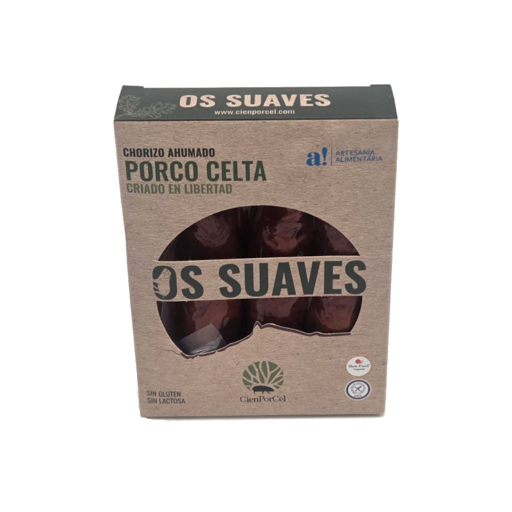 Chorizo ahumado de cerdo celta "Os Suaves" de CienPorCel